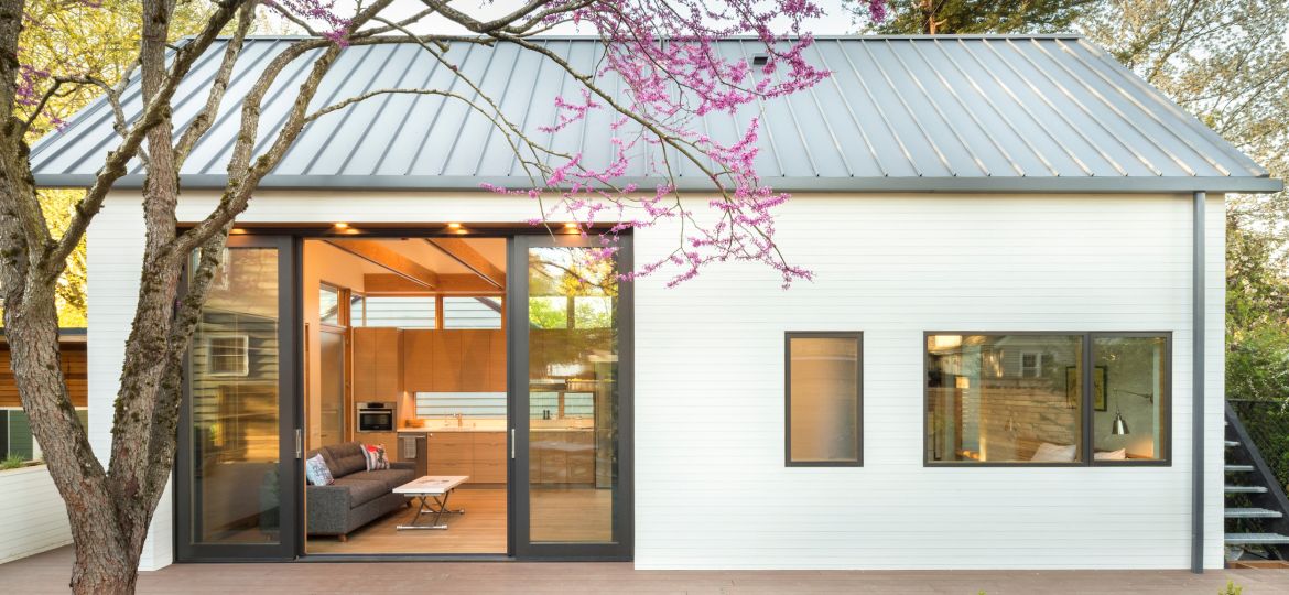 Small home with large glass door